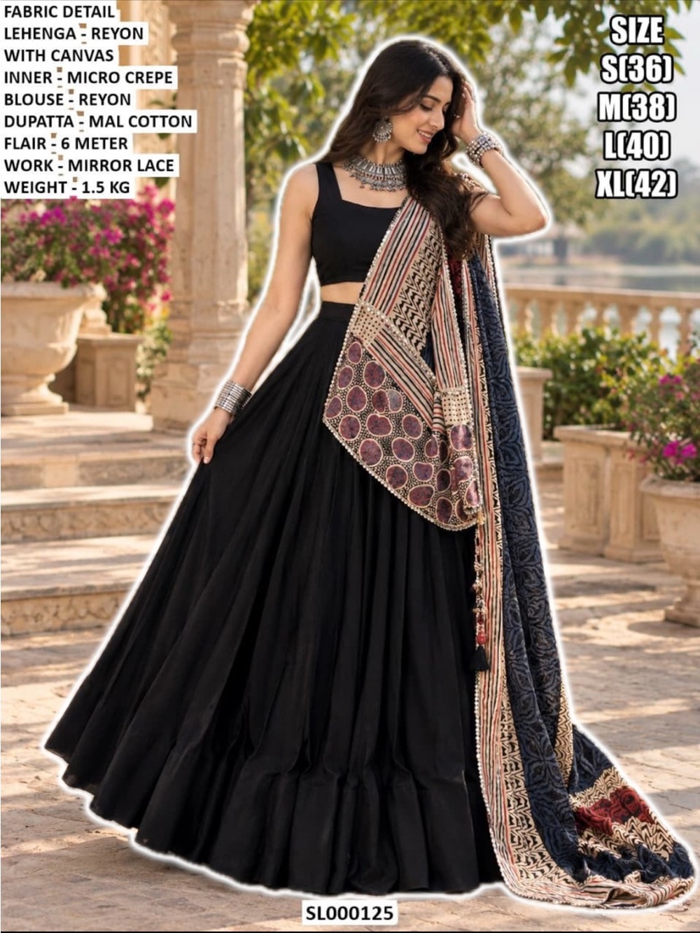 Elegant Black Lehenga with Embroidered Dupatta - Women Lehengas